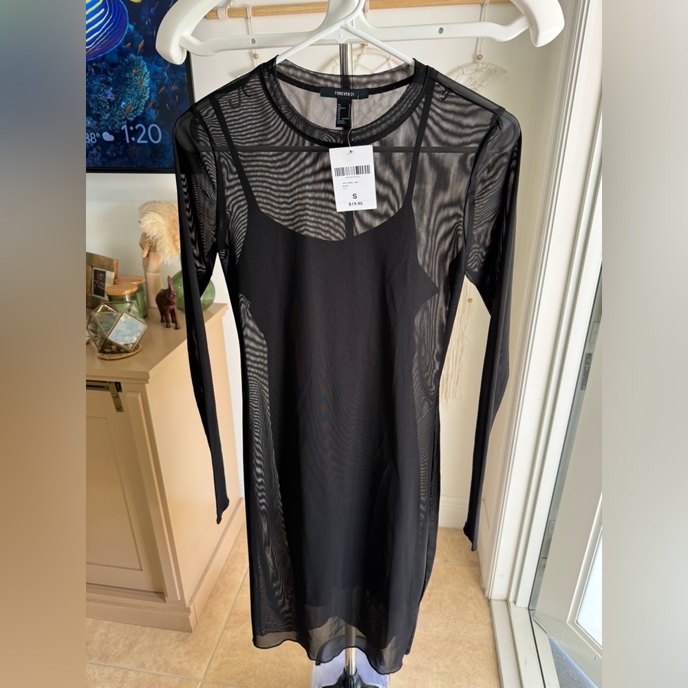 Sheer black dress with slip on dress